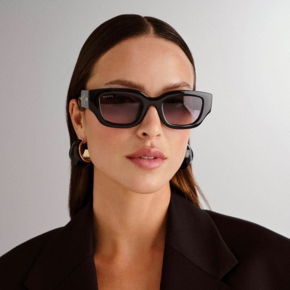NEW GG1558SK 001 GUCCI BLACK GREY SQUARE WOMEN GUCCI SUNGLASSES - Picture 1 of 12